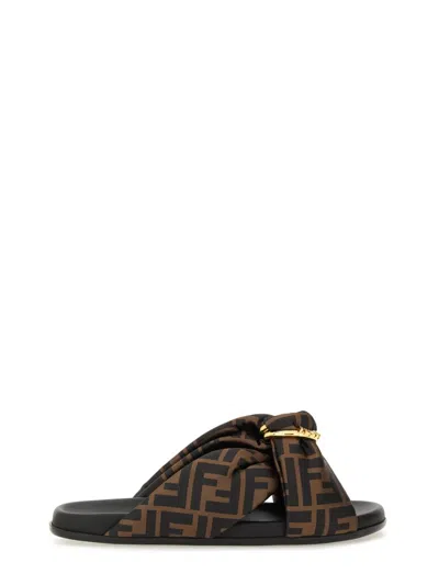 Fendi Feel Slides In Brown