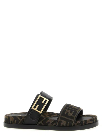 Fendi ' Feel' Slides In Brown