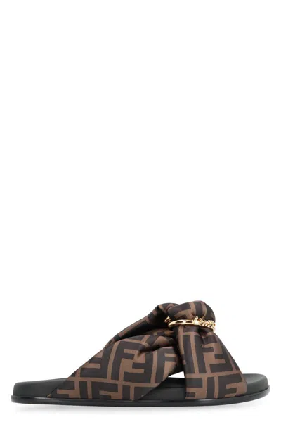 Fendi Feel Satin Ff Slides In Multi