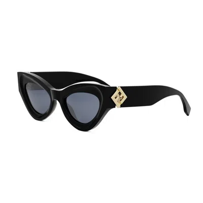 Fendi Ff Diamonds 52mm Cat Eye Sunglasses In Black