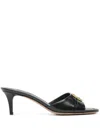 Fendi Fold Leather Kitten-heel Sandals In Black