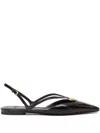 Fendi Ffolk Leather Slingback Ballets In Black