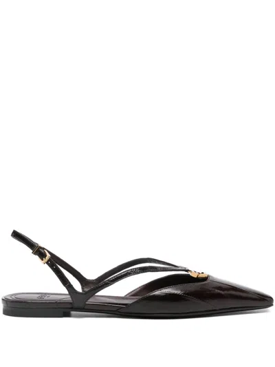 FENDI FENDI FENDI FFOLK LEATHER SLINGBACK BALLETS