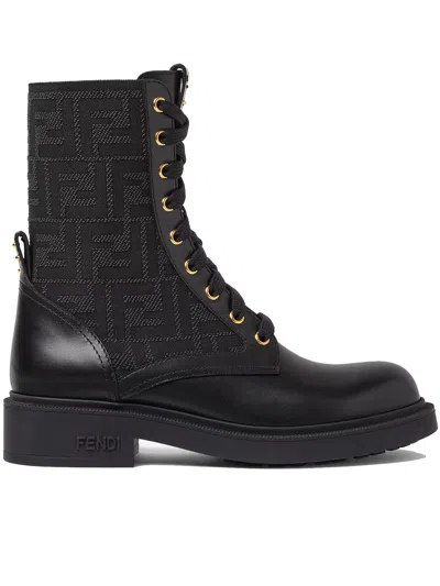Fendi Filo Biker Boots In Black