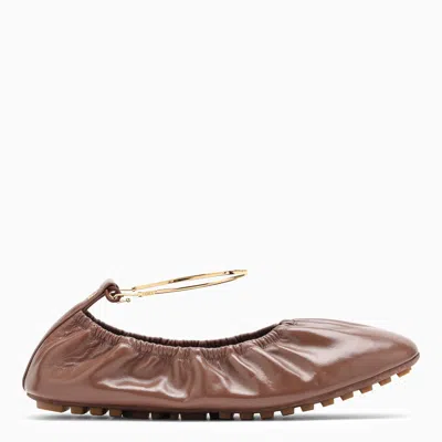 Fendi Leather Filo Ballerina Flats In White
