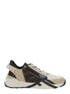 Fendi Beige Leather Sneakers With Ff Motif In Multi