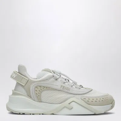 Fendi Flow Sneaker In White Mesh And Suede Women