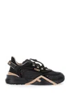 Fendi Black Nylon And Suede Low-tops In Black