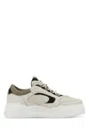 Fendi Force Leather Sneakers With Ff Jacquard And Mesh Details In Multi