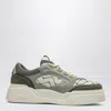 Fendi Force Sneaker In White Leather And Green Nubuck Men In Multicolor