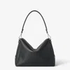 Fendi Medium Shoulder Bag Adjustable Strap Metal Hardware Textured Finish In Black