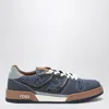 Fendi Match Denim Ff Embossed Sneakers Blue In Blue