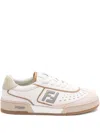 Fendi Leather Sneakers With Panelled Design And Contrast Sole