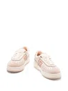 Fendi Leather Sneakers With Contrast Heel Tab In Beige