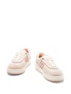 Fendi Leather Sneakers With Contrast Heel Tab In Beige