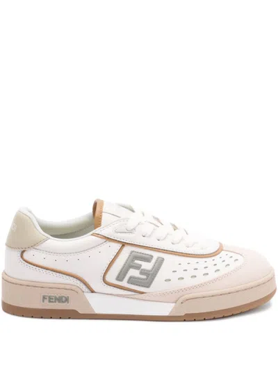 Fendi Uwhi Sage Linen Leather Sneakers In Neutral