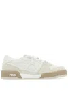 Fendi Low-top Perforated Color-block Sneakers In White