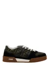 Fendi Match Suede Sneakers With Jacquard Ff Fabric Inserts