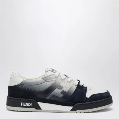 Fendi Match Sneaker In White Leather And Blue Suede Men In Multi
