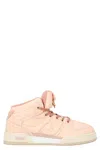 Fendi High-top Pink Sneakers With Textured Finish And Padded Collar In Neutral