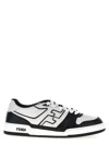 Fendi Leather Panelled Lace-up Sneakers In Black