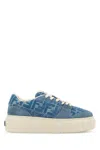 Fendi Ff Jacquard Platform Sneakers In Blue