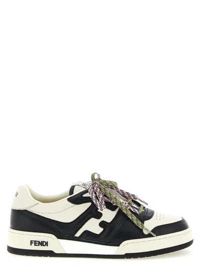 Fendi Black White Leather Flat Shoes
