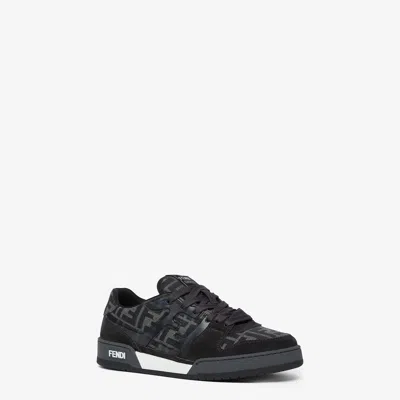 Fendi Match Sneakers In Ff Jacquard Fabric And Suede In Gray
