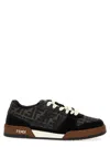 Fendi Match Ff Jacquard Fabric And Suede Sneakers In Black