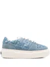 Fendi Low-top Sneakers With Contrast Stitching And Platform Sole In Clear Blue