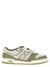 Fendi Leather Sneakers With Ff Lateral Logo In Green