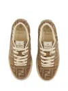 Fendi Match Canvas And Suede Low-top Sneakers In Neutral