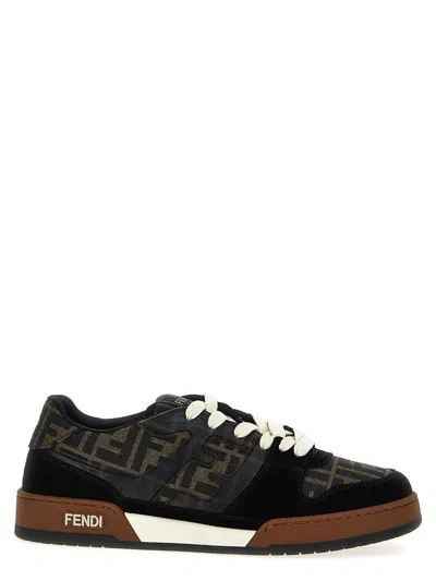 Fendi Match Ff Jacquard Low-top Sneakers In Brown