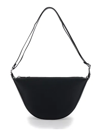 FENDI FENDI MEN 'FENDI MELON SMALL' BLACK CROSSBODY BAG WITH FF APPLIQUÉS IN FULL-GRAIN LEATHER MAN