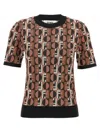 Fendi Three-dimensional Jacquard Sweater With Geometric Pattern In Brown