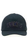 Fendi Cotton Canvas Cap With Terry Patch In Blue