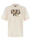 Fendi Off White Crewneck Printed T-shirt In Neutral