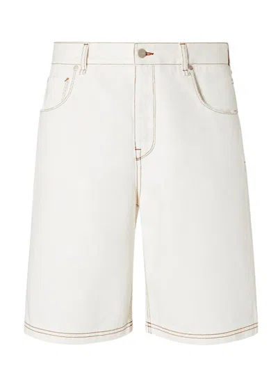 Fendi Roma Denim Shorts In White