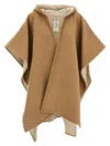 Fendi Rome Reversible Hooded Poncho With Contrast Trim In Beige