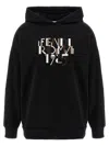 Fendi Roma Logo Hooded Sweatshirt In Black