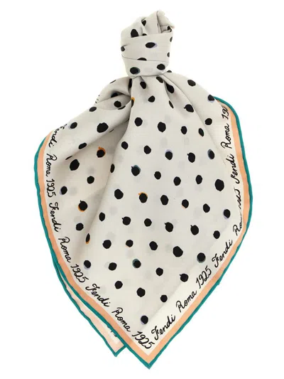 Fendi Black White Printed Scarf In Neutral