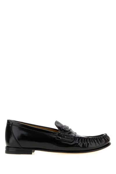 Fendi Scrunch Mocassini In Pelle Nera In Black
