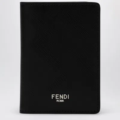 FENDI FENDI FENDI SHADOW BLACK LEATHER CARD CASE MEN