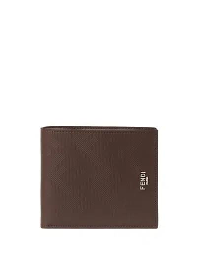 Fendi Shadow Leather Bi-fold Wallet In Brown