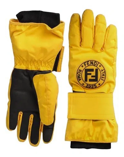 Fendi Ski Gloves Woman Gloves Yellow Size L Polyamide