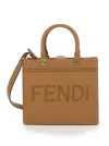 Fendi Sunshine Lace Up Logo Small Top Handle Bag In Cream