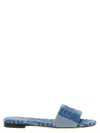 Fendi Logo-embroidered Slides In Blue