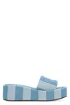 Fendi Logo-embroidered Slides In Blue