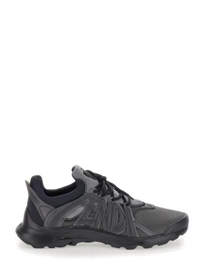 Fendi ' Tag' Black Sneakers With Logo In Techno Mesh Man