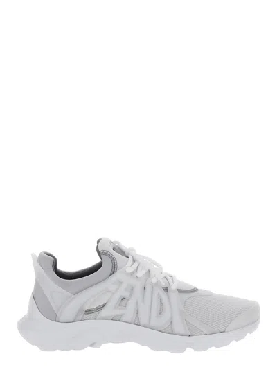 Fendi ' Tag' Grey Sneakers With Logo In Techno Mesh Man In Gray
